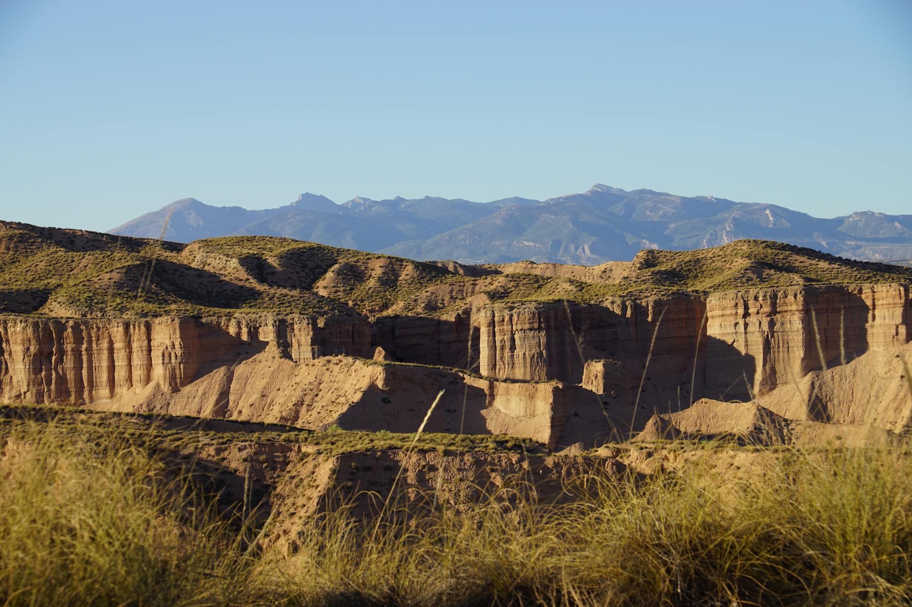 Beautiful view of the Gorafe Desert with mountains in Andalucía, Spain.