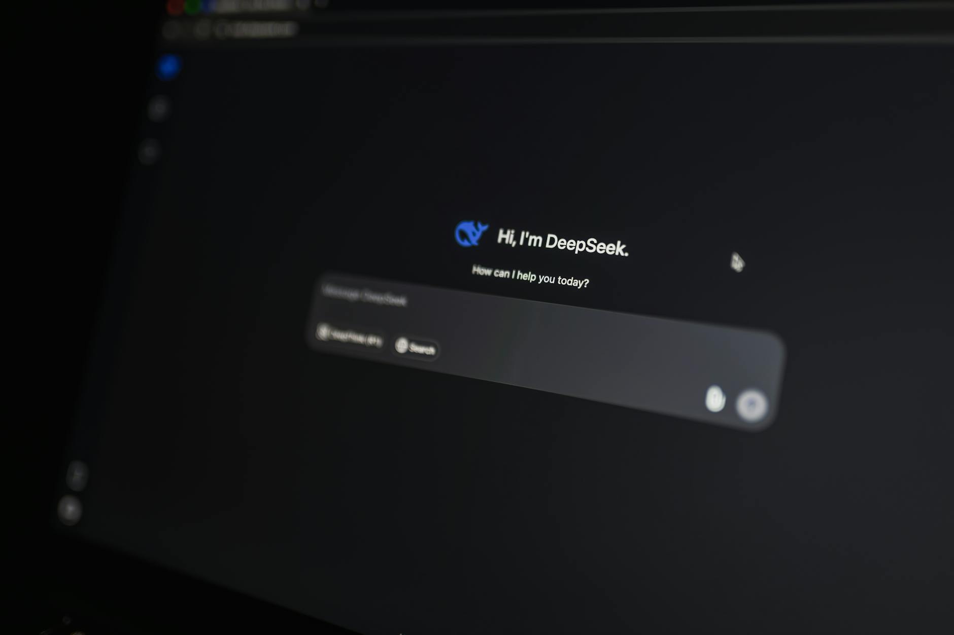Close-up of an AI-driven chat interface on a computer screen, showcasing modern AI technology.